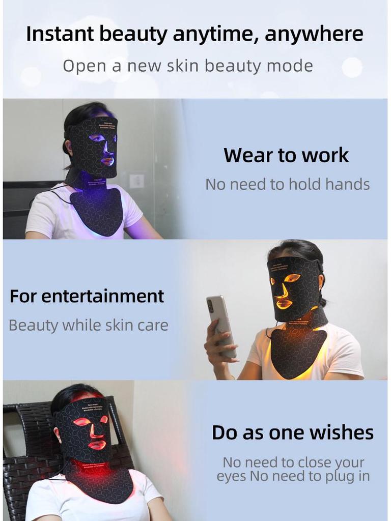 Seven-Color LED Beauty Face & Neck Photonic Mask for Skin Rejuvenation