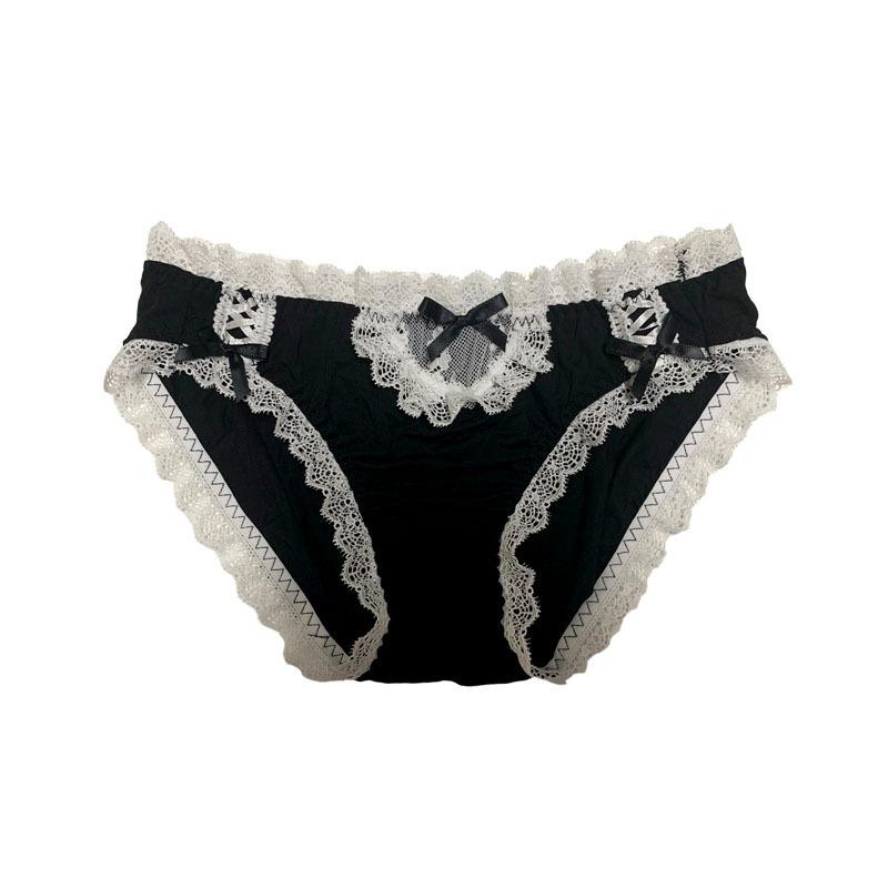 Fashionable Sexy Underwear Japanese Style Heart Stealing Loli Maid Underwear Mid Waist Breathable Cotton Crotch Cute Hip Lifting Women Triangle Pants