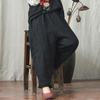 Johnature Summer Retro Solid Color Wide Leg Pants Pocket Elastic Waist Leisure Women Ankle- Length Pants