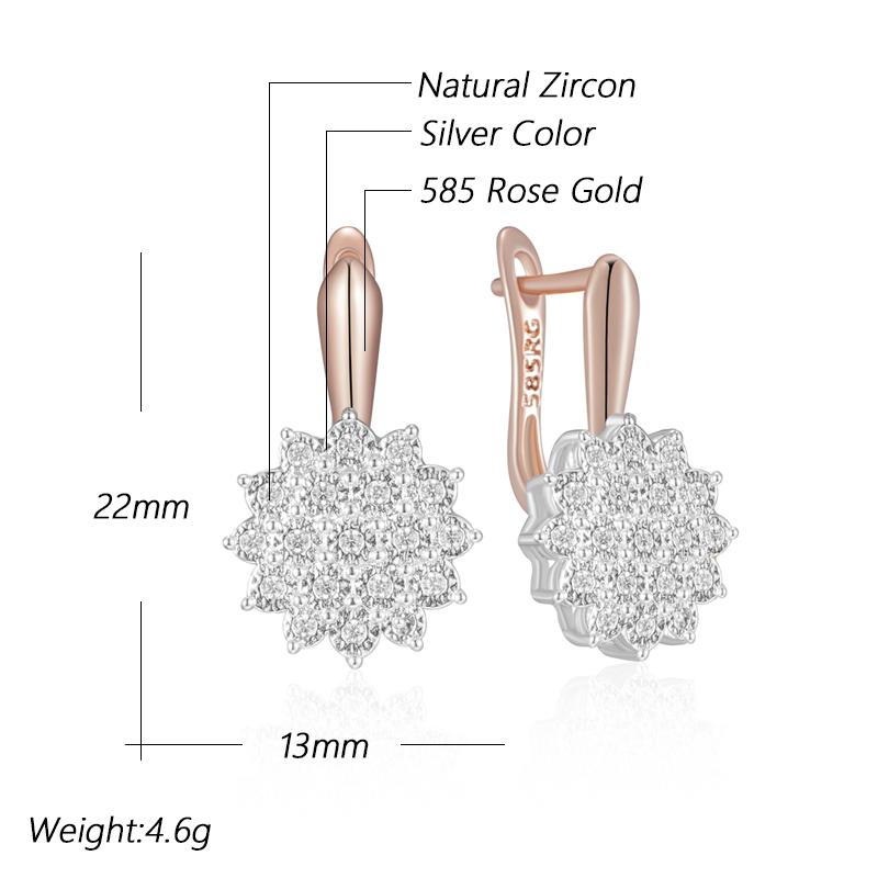 Full Shiny Natural Zircon Dangle Earrings For Women Unique  Rose Gold  Color Mix Wedding Jewelry Best Gift