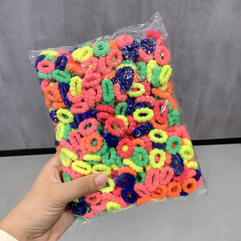 500 Stück/Set Kinder Einfarbig Gitter Welle Elastische Haarbänder Baby Mädchen Scrunchie Gummibänder Kind Süß Niedlich Haaraccessoires