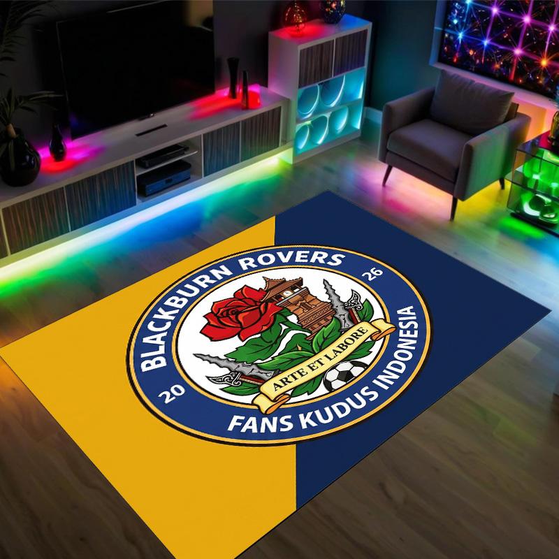 Blackburn Rovers Football Design Crystal Velvet Carpet Cozy Non?Slip Printed Rug For Bedroom Living Room Entrance