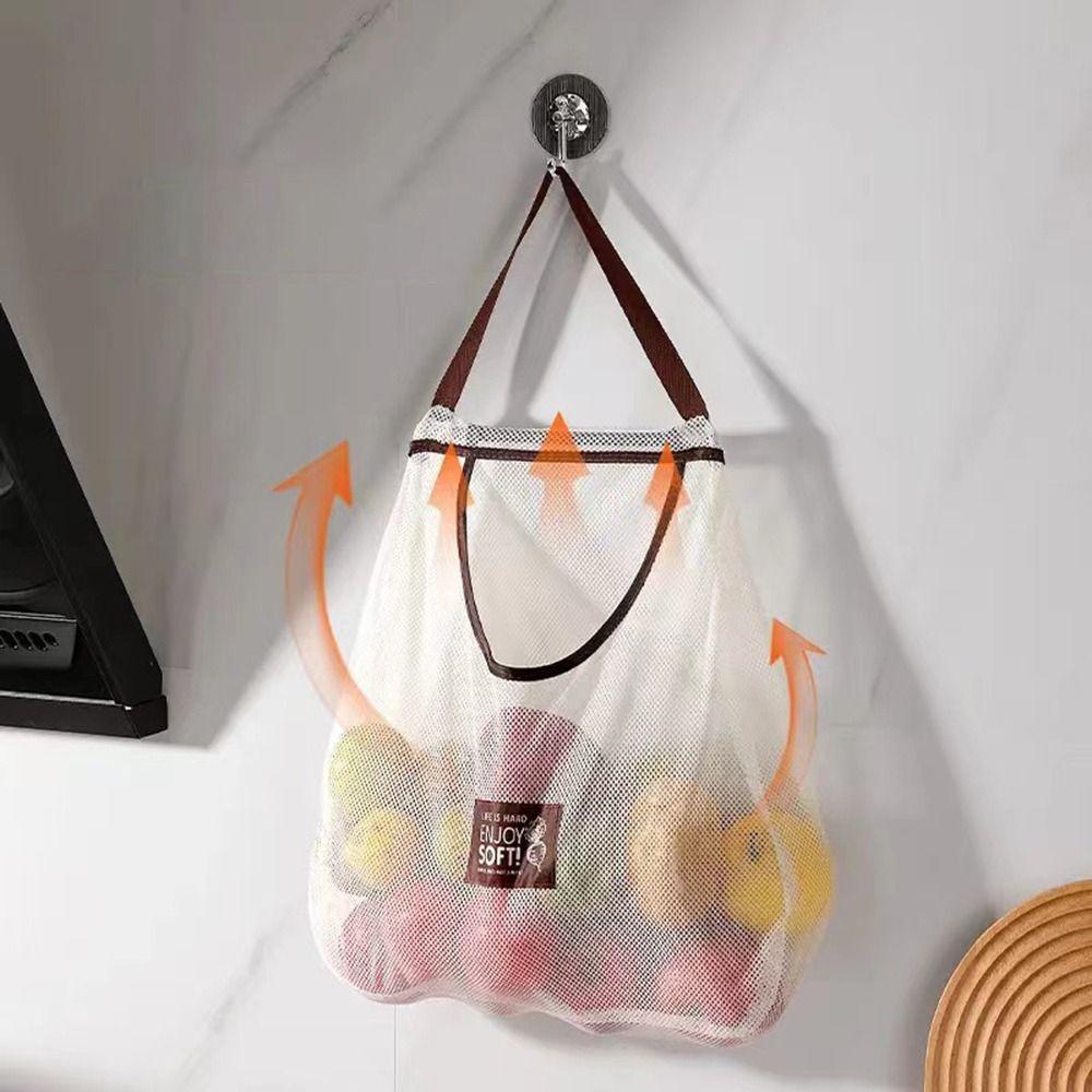 Hollow Vegetable Storage Bag Widen Handle Kitchen Mesh Bag Underwear Socks Hanging Bag  Home