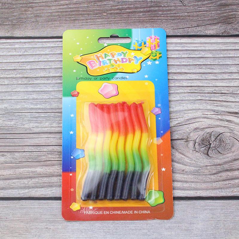 

Creative Birthday Cake Candle Korean Style Ins8 Packs 4 Colors Rainbow Gradient Birthday Candles 4 color curve candle