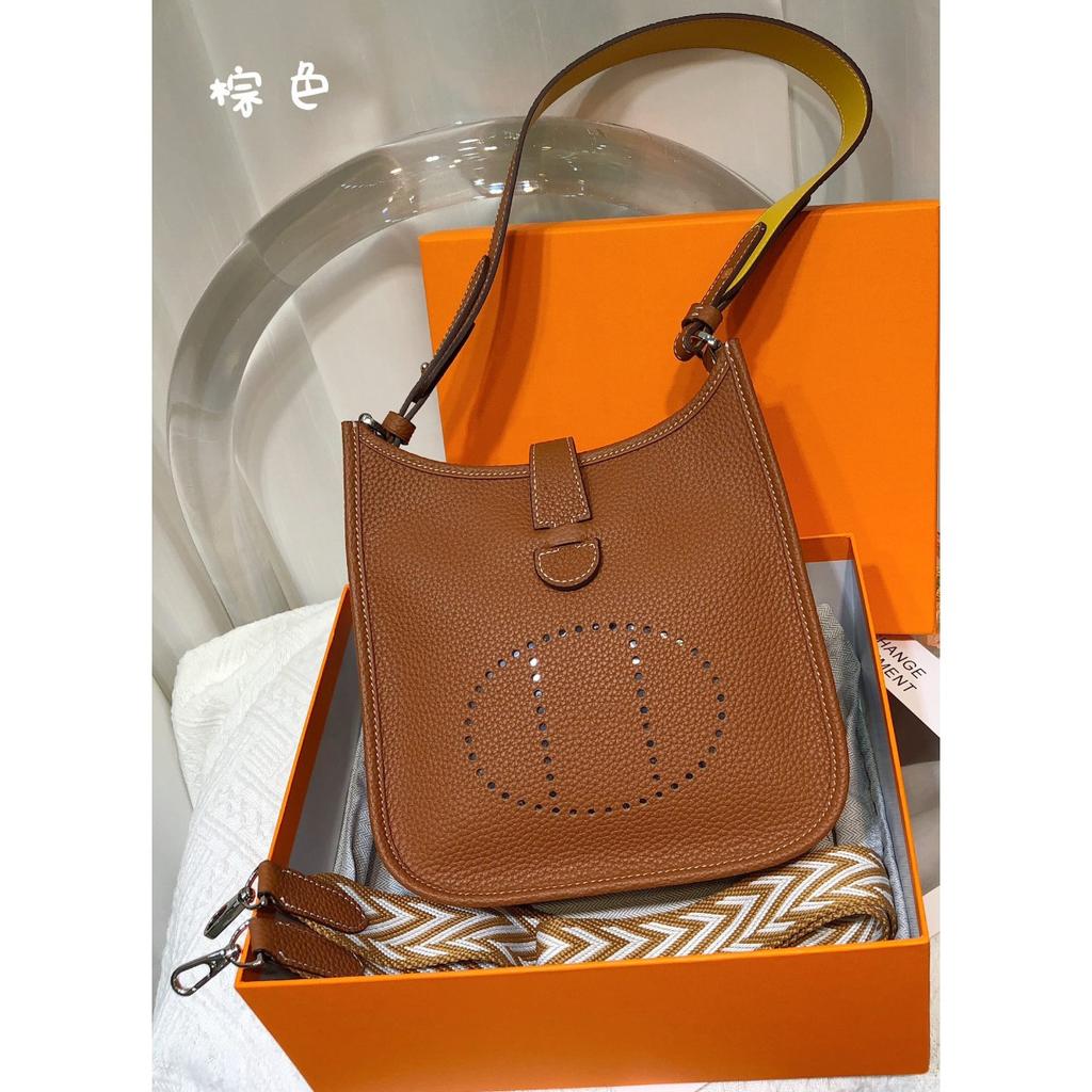 Spot Wholesale Top Layer Cowhide Evelyn Bag Genuine Leather Mini Bucket Bag TC Leather Mini Shoulder Crossbody Bag Tide