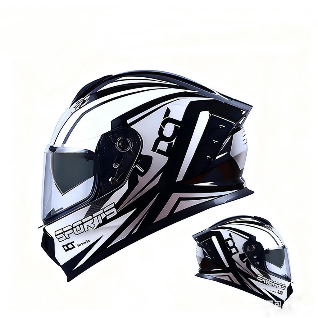 In-Stock Full-Face Double Lens Motorcycle Helmet - Retro Design for Men & Women, Ideal for Street Bikes & Scooters