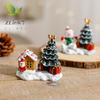 Christmas Decorations Snowman Xmas Tree Elk Small House Miniature Landscape Ornaments Winter Village Scene Desktop Display