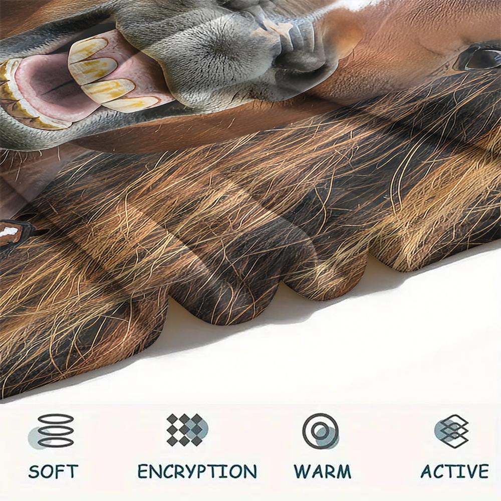 1Pc Horse Alpaca Print Flannel Blanket, High quality Comfortable for All Seasons, Home Decor, Warmth and Comfort, Perfect for Gifts