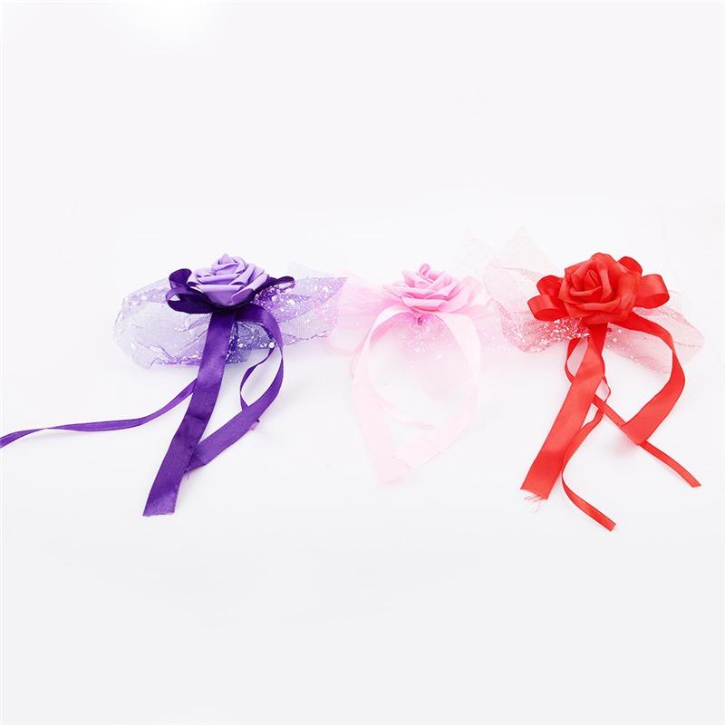Wedding Car Door Handle Flowers DIY Artificial Cars Rearview Mirror Bouquet Flower Bowknot Ribbon Decors Automotive Accessories