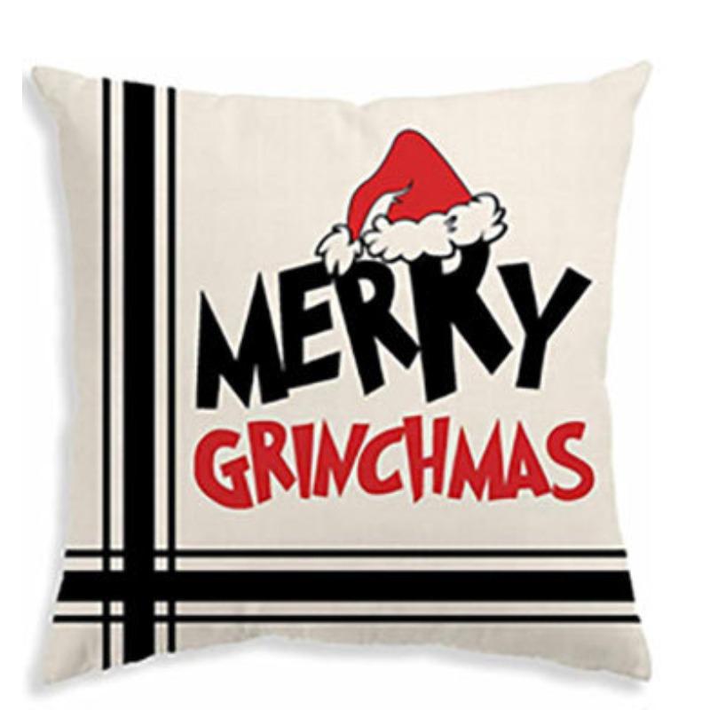 Green-haired Monster Pillow Cover Linen Christmas Pillow Cover Living Room Sofa Lumbar Cushion Cover