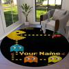 Pac-Man Custom Name Round Area Rug,Carpet Rug for Living Room Bedroom Sofa Playroom Decor,Non-slip Floor Mat