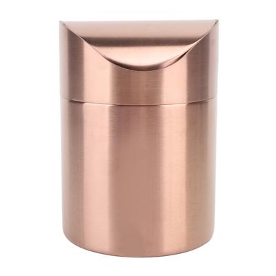 Mini Countertop Trash Can 304 Stainless Steel Small Table Top Garbage Bin with Swing Lid for Office
