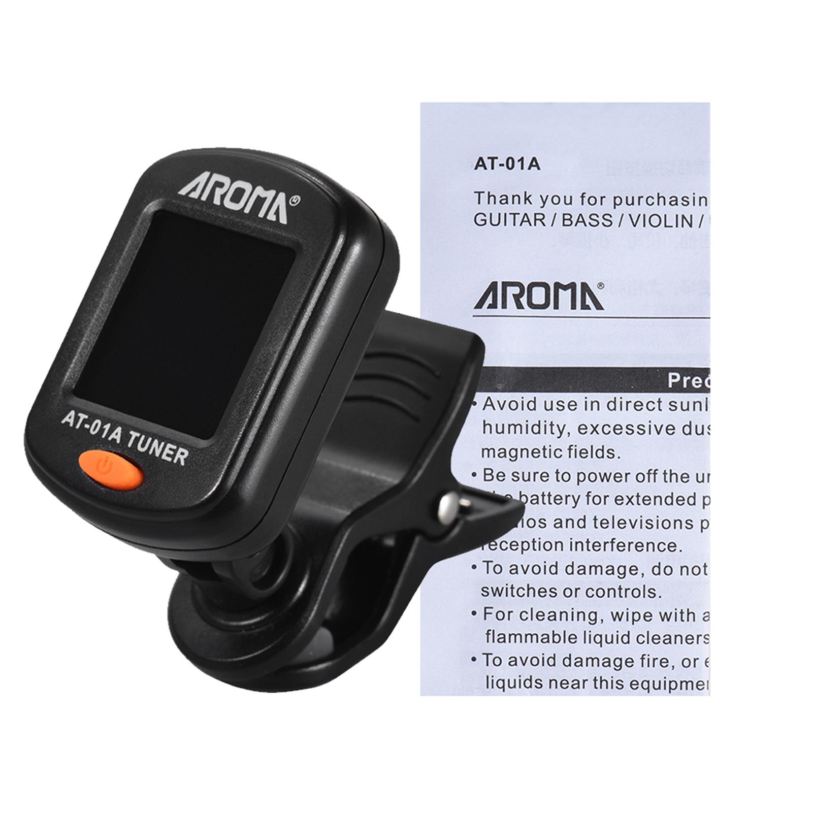 AT-01A Rotatable Clip-on Tuner LCD Display for Chromatic Guitar Bass Ukulele Violin Automatic Tuner