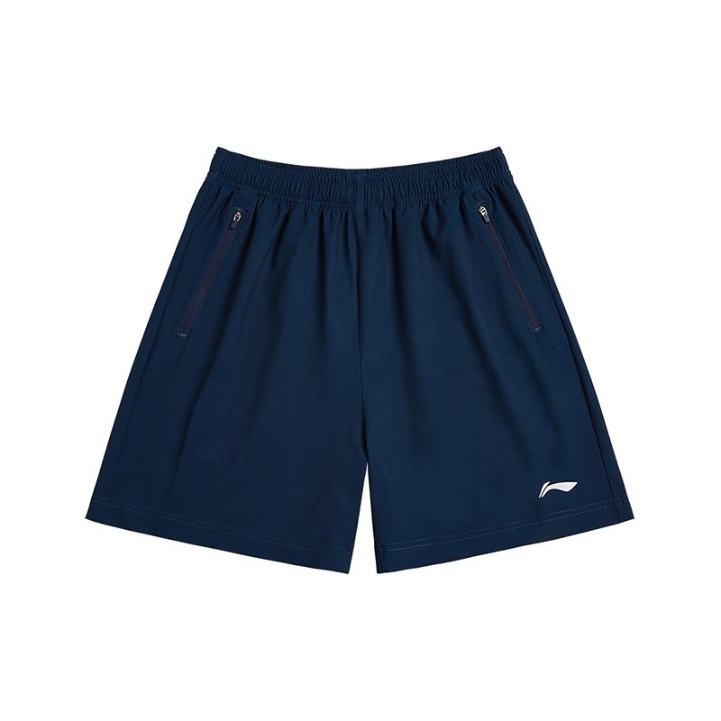 

Li Ning Американский логотип Принт Свободные Универсальные Простые Шорты с завязками средней посадки Повседневные Шорты Унисекс AAPU227-2 Гуандун-Синий S