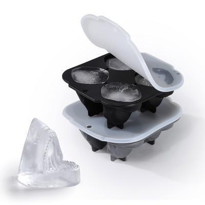 2pcs Kitchen Gadgets 3D Sharks Ice Cube Mold 4 Grid Food Grade Silicone Ice Cube Tray DIY Easy Demolding Ice Cube Maker Pub
