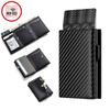 Carbon Fiber & Aluminum Men's Bifold Wallet, RFID Blocking Automatic Pop-Up Card Holder with Coin Compartments, Slim Money Purse