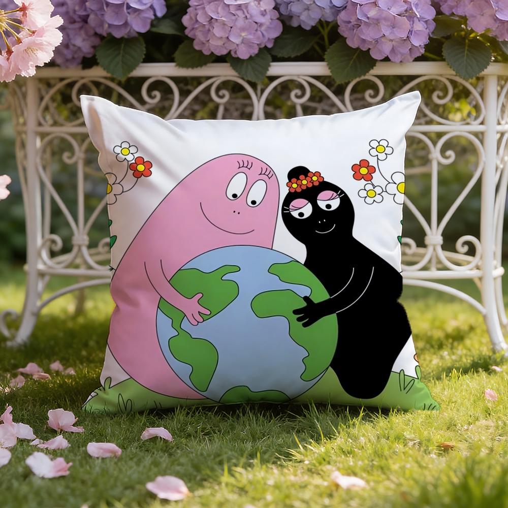 Cartoon Cute B-Barbapapas Cushion Cover Home & Car Dual-Scene Pillow Cover: Reversible for Premium Comfort