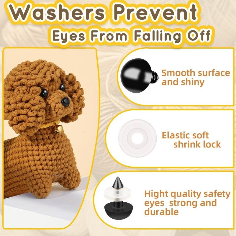 1000set Black Safety Eyes with Washers for Crochet Plush Dolls Stuffed Animals Teddy Bear Crochet Craft DIY Doll Plastic Eyeball