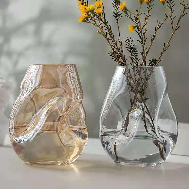 Nordic Style Irregular Glass Vase for Desktop Hydroponics
