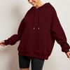 European 2023 Women's Autumn/Winter Plus Velvet Solid Color Loose Hooded Sweatshirt