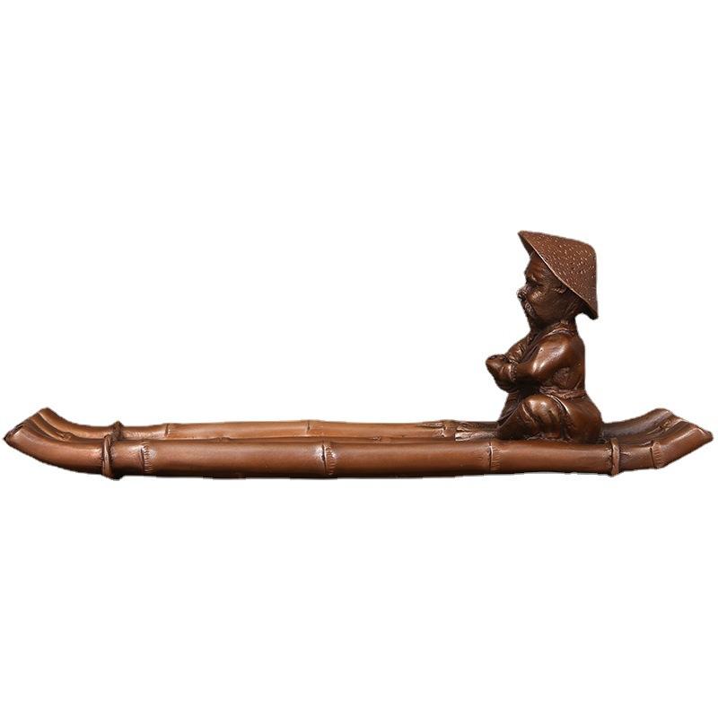 Copper Old Man Fishing Burner Tea Tray Ornament Home Incense Supplies