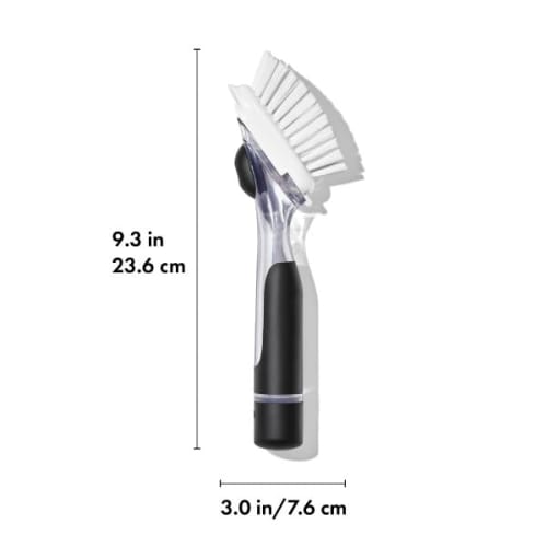 OXO One-Push Dish Brush, Non-Scratch, Detergent-Holding Brush for Dishes, Pots, and Pans, 12361700