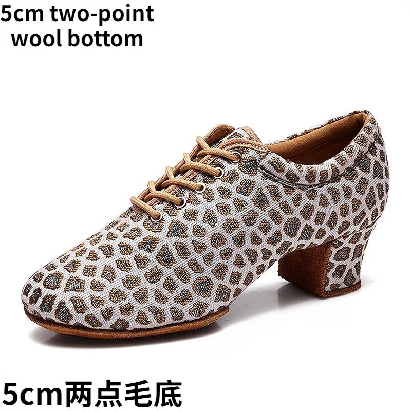 Leopard Latin Dance Shoes Jazz Tango Salsa Woman Modern Ballroom Dance Shoes Teacher Shoes 3.5cm/5cm Heels Dance Sneakers