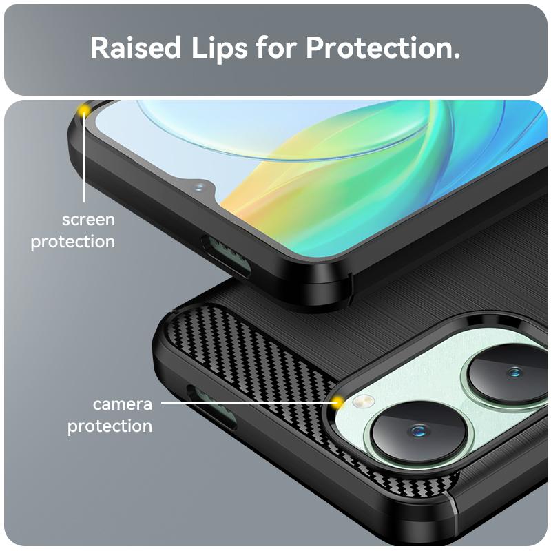 For Vivo T3 Lite Case For Vivo T3 Lite Cover 6.56 inch Carbon Fiber Shockproof Silicone Protective Bumper For Vivo T3 Lite Coque