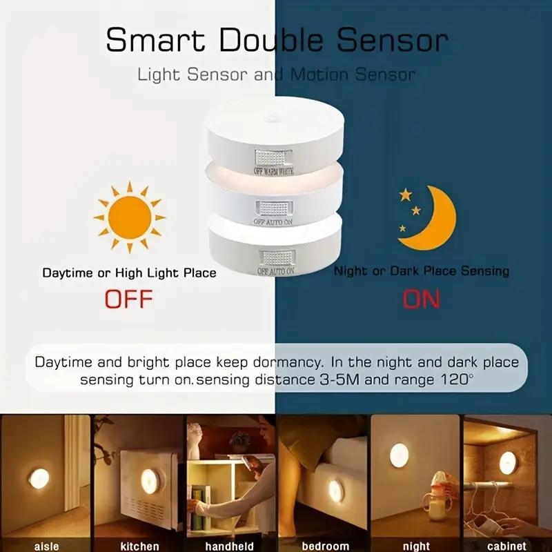 8LED Induction Night Light USB Charging Circular Light with Magnetic Suction Staircase Light Suitable for Wardrobe Corridors