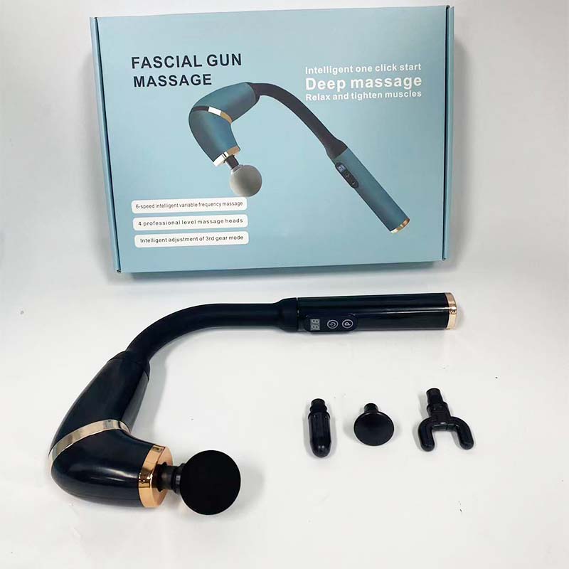 

Portable electric massage gun with extended handle, deep tissue revolutionary U-shaped back massager, relieves fatigue чорний