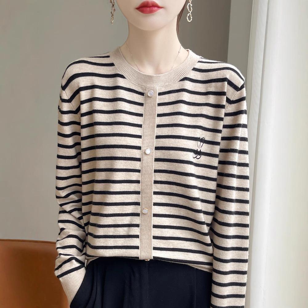 Autumn Women's Fashion Bottoming Striped Knitwear