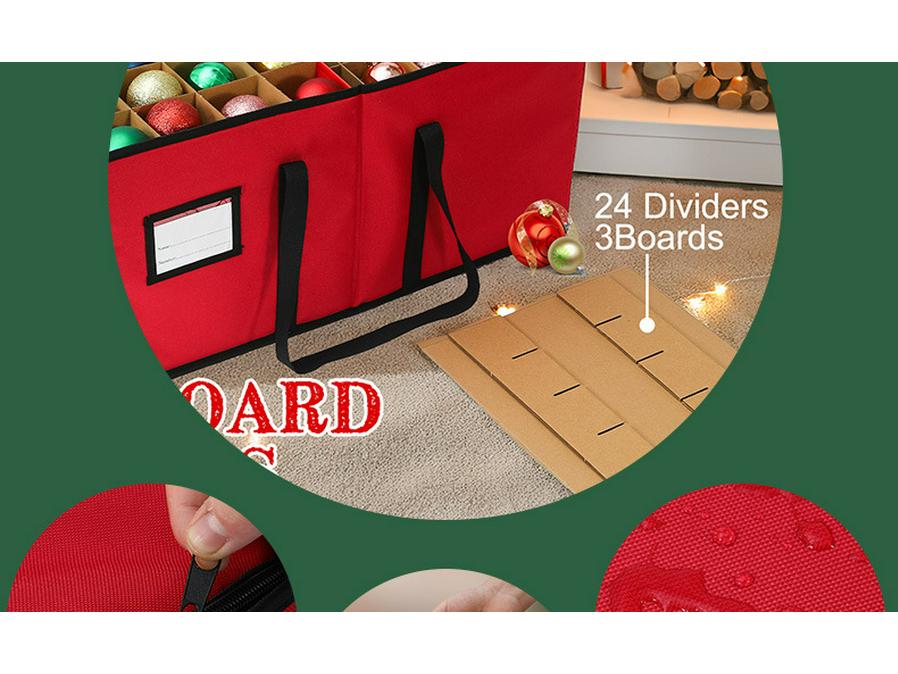 Foldable Oxford Cloth Storage Box with Detachable Compartments for Christmas Balls