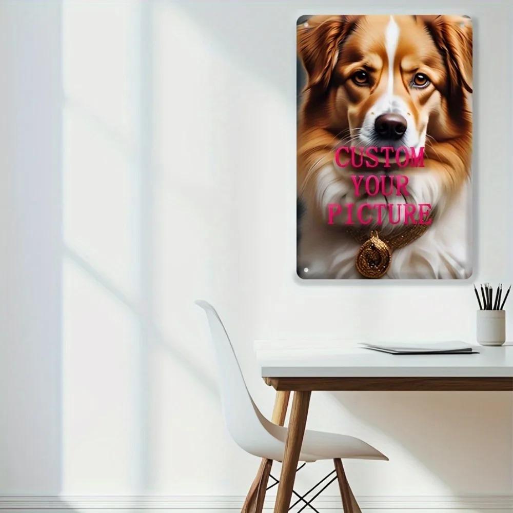 Personalized Custom Dog Lovers Vintage Metal Sign with Pet Photo, Waterproof Home Wall Hanging Decor, Gift for Dog Owners