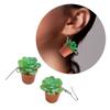 Stylish Plant Dangle Earrings Potted Three-Dimensional Bonsai Earrings Girl's Simulation Green/Glow Plant Earring