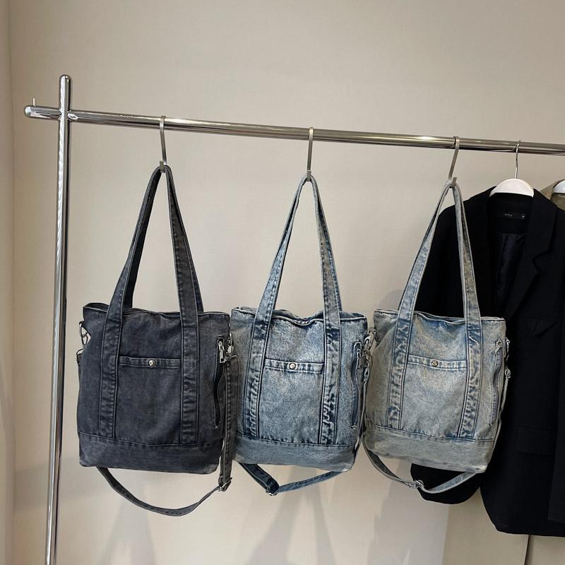 Denim Tote Bag Women Shoulder Bag Vintage Handbag