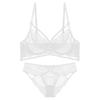 New pure desire wind lace with steel ring upper support underwear set sexy hollow small chest not empty cup gathering bra cover