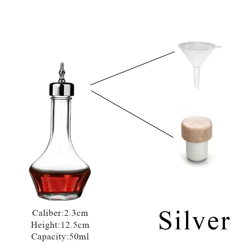 Cocktail Bitters Bottles With Cap Vintage Glass With Stainless Steel Caps Kitchen Seasoning Tools Bar Bartender Accessories