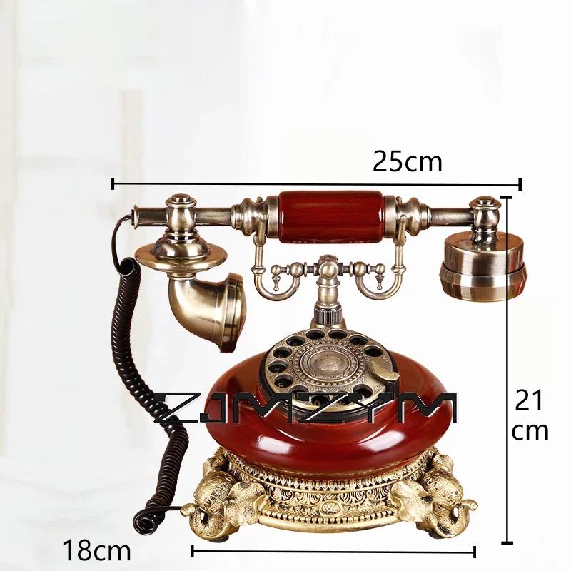 Antique Corded Telephone Resin Fixed Digital Retro Phone Button Dial Vintage Decorative Rotary Dial Telephones Landline for Home