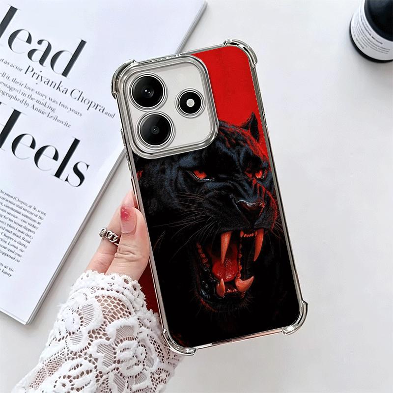 Black Panther Cool Animal Plating Phone Case For Xiaomi Redmi Note 14 15 Pro Plus 13 12 11 11S 11T 10 9S 9 5G Anti-Fall Airabag