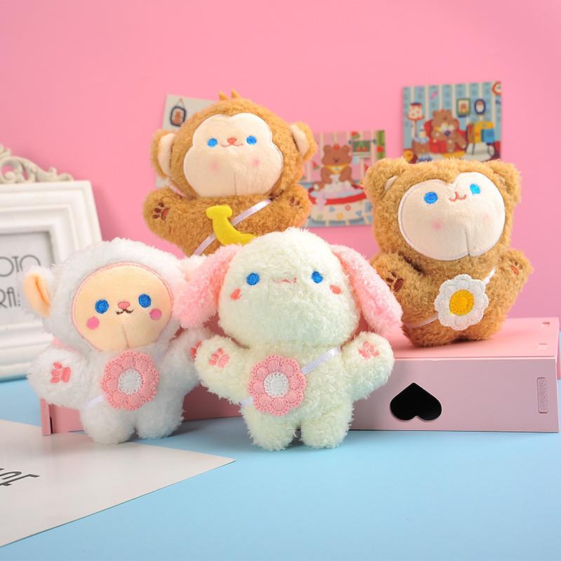 Adorable Plush Toy Keychain Cute Little Lamb Doll Short Plush Stuffed Animal