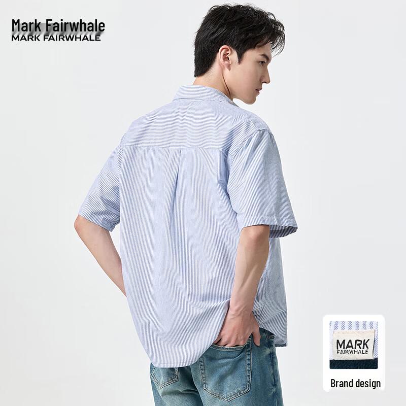 Mark Fairwhale Men's Summer Lightweight Striped Short Sleeve Shirt