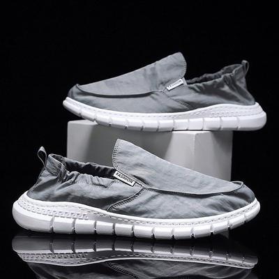 Plátené topánky, nové pánske slip-on lenivé topánky, pánske jednovrstvové topánky zo sieťoviny s ľadovým hodvábom, pohodlné a priedušné ponožky a topánky.