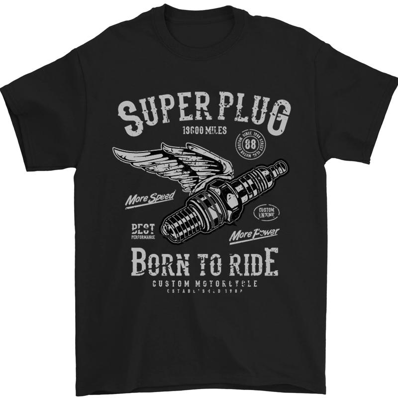 

Super Plug Motorbike Cafe Racer Biker Mens T-Shirt 100% Cotton - Men s Summer Cotton Graphic Tee S разноцветный