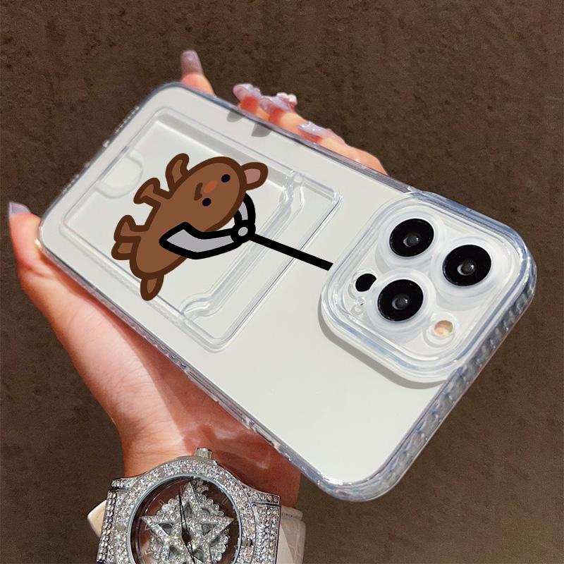 Card Slot Holder Silicone Wallet Pocket Case For Samsung S23 S24 S25 iPhone 17 16 14 Xiaomi Redmi Note 12 13 Realme 10 C21Y Cover Clear Phone Bumper