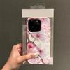High Beauty Girl Pink Peach Blossom Phone Case For iPhone 17 Pro Max 17Air 16 15 14 13 12 11 Y2K Lychee Grain Back Cover Funda