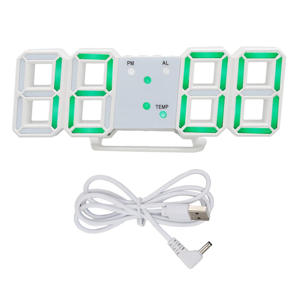 3D Digital Alarm Clock with Temperature Display Mute Snooze Function Brightness Adjustable 3D LED De