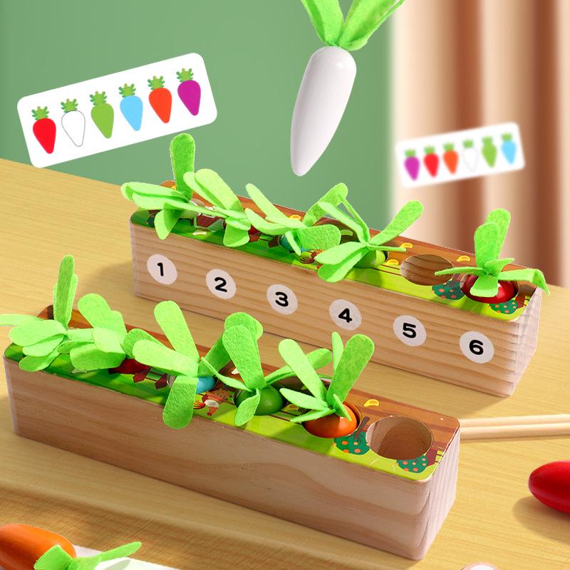 

Montessori Radish Pulling Puzzle: Fine Motor Skill Toy for Ages 2-5
