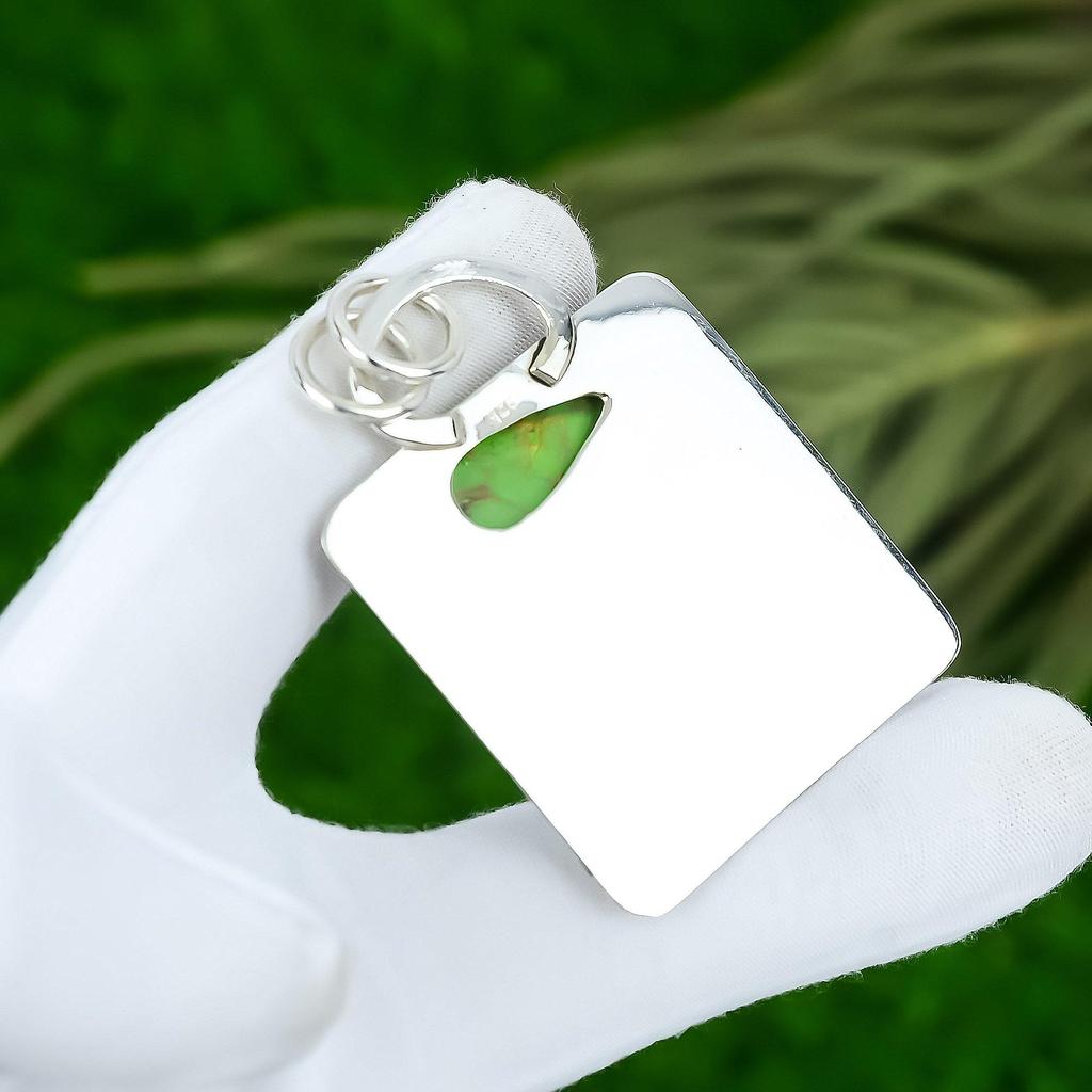 Mothers Day Sale Copper Green Turquoise Stone 925 Sterling Silver Sister Pendant