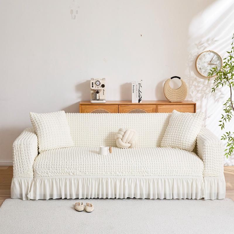 New Style Sofa Cover Seersucker Skirt Model All Inclusive Cover Cloth for All Seasons Lazy All Inclusive Full Cover Elastic Cover