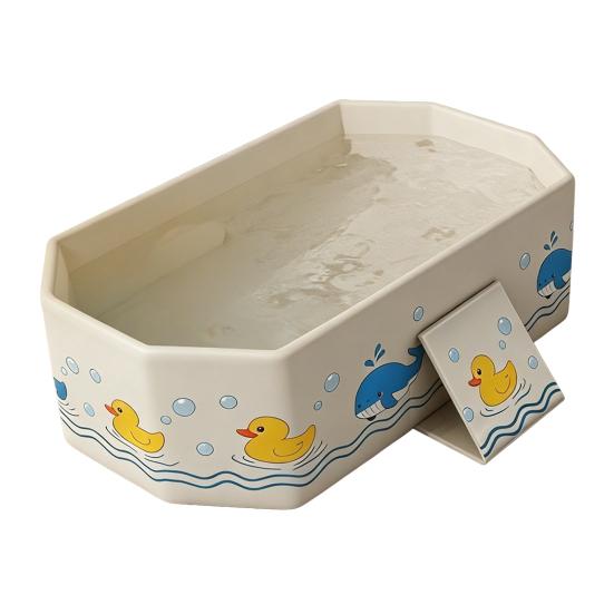 

Kids Bathtub Foldable Sturdy Design Bath Tub PVC Baby with Raised Sides C